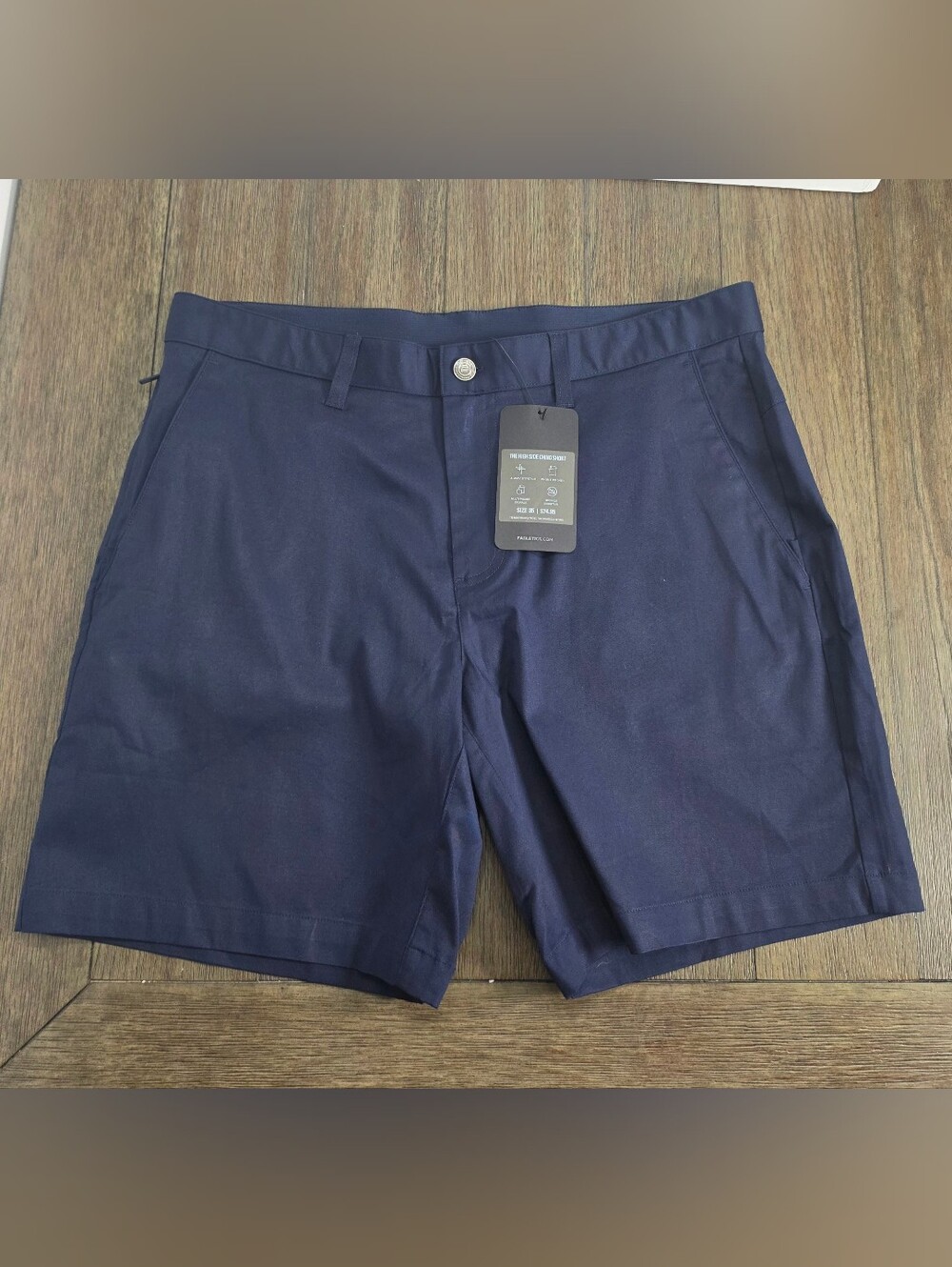 Fabletics Men's Sz 35 High Side Chino Shorts No Wrinkle Performance
